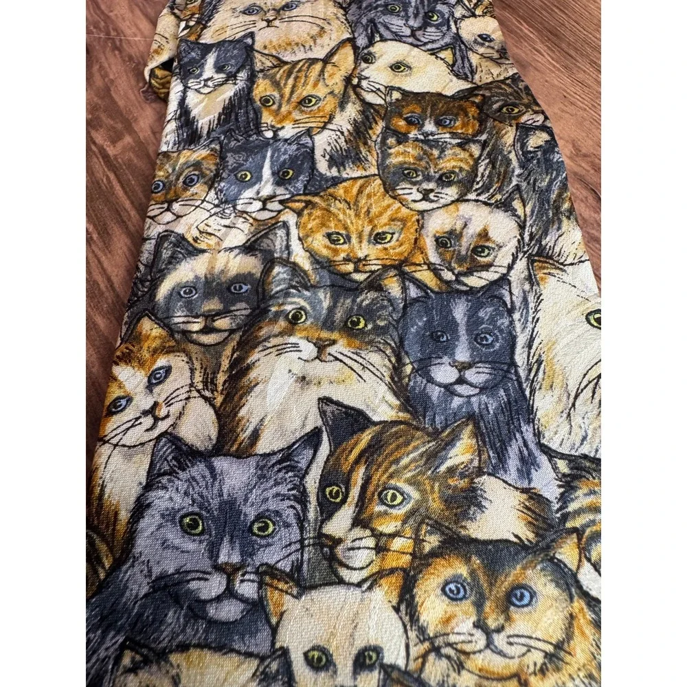 Museum‎ Artifacts All Silk Cats Tie Vintage Whimsical Cat Print
